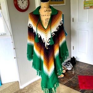 Hand loomed poncho authentic very long